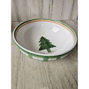 Vintage‎ Italy Christmas serving bowl oales? Xmas plaid green large centerpiece